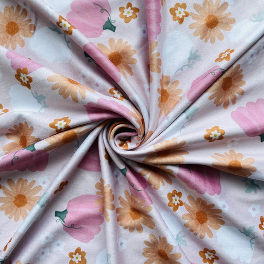 Pink Pumpkin and Flower DBP Fabric